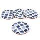 Wooden And Resin Blue Moroccan Pattern Coasters In Set Of 4